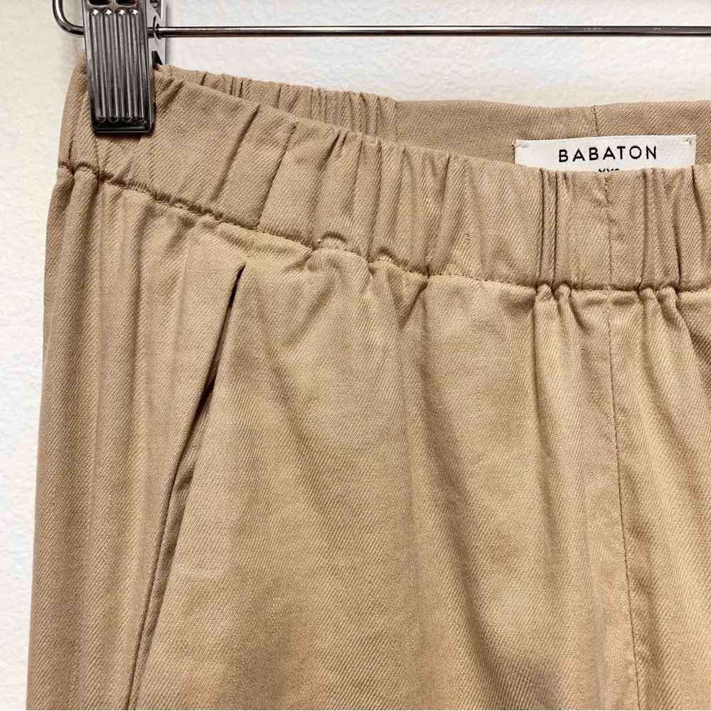 Aritzia Babaton Linen Blend Dexter Jogger Pants‎ XXS Cropped Ankle Pull On Beige